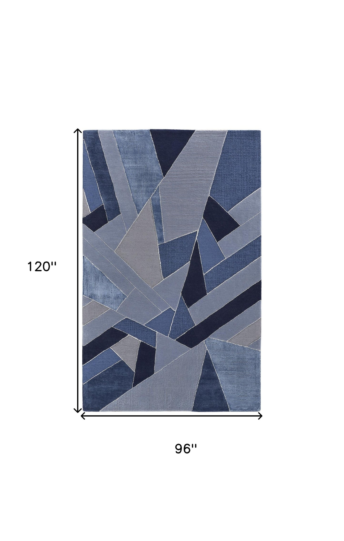 8' X 10' Blue And Silver Wool Geometric Tufted Handmade Area Rug-6