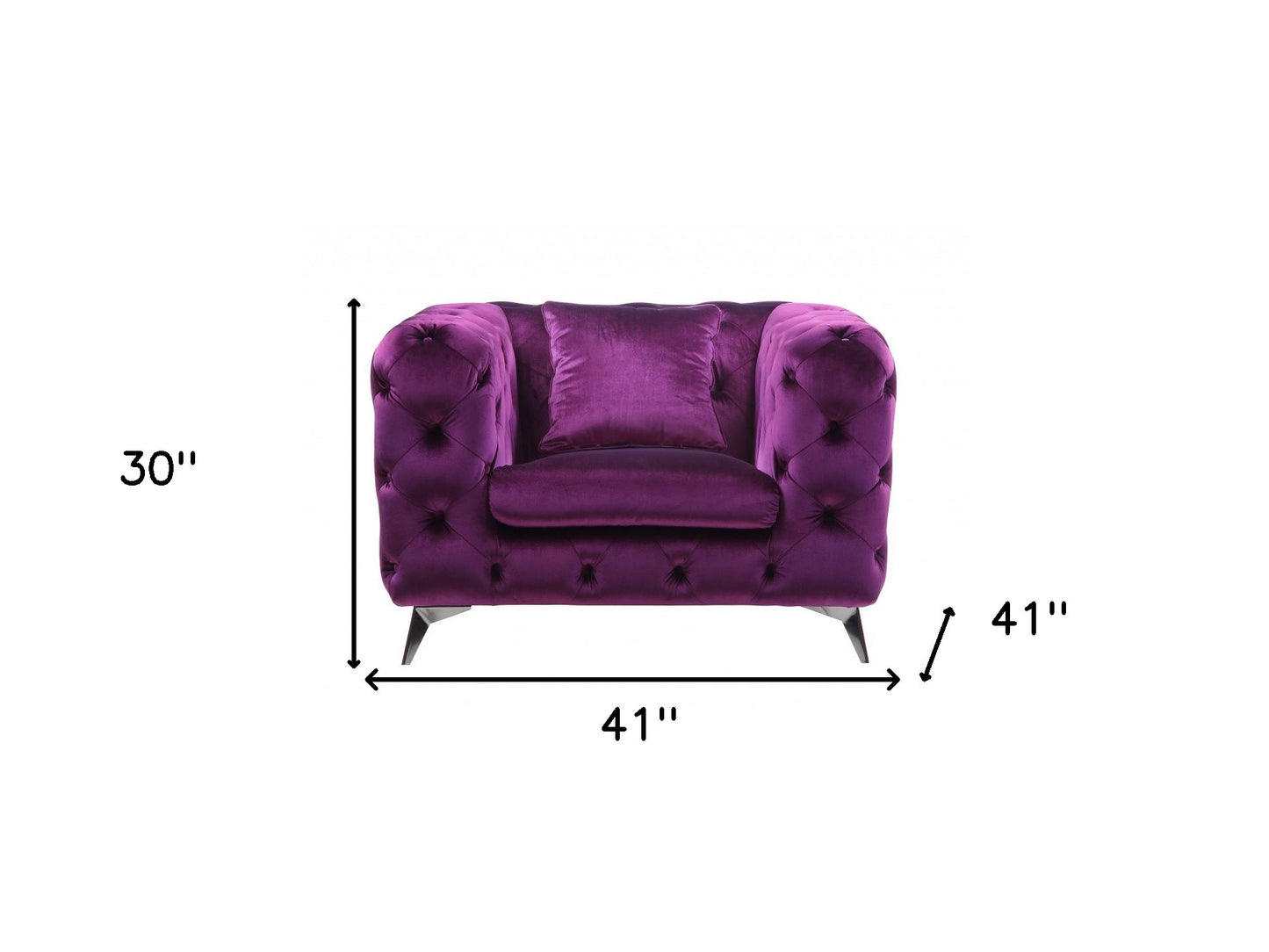 41" Purple and Black Fabric Tufted Arm Chair-5