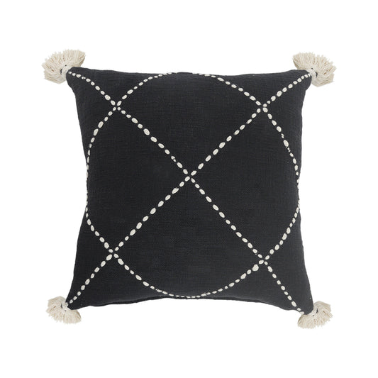 20" X 20" White And Black 100% Cotton Geometric Zippered Pillow-0