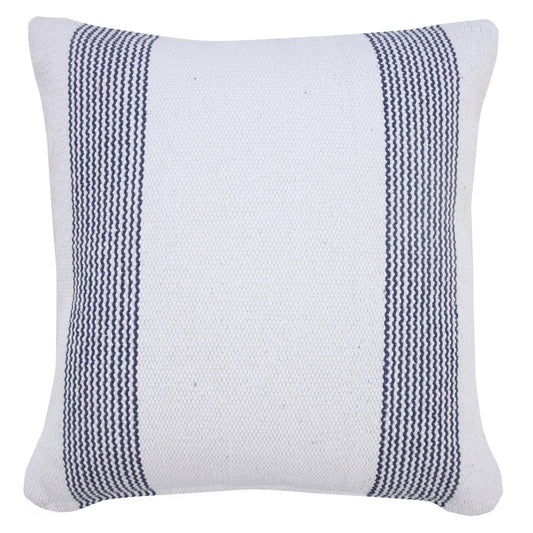 20" X 20" Pale Blue And White 100% Cotton Geometric Zippered Pillow-0