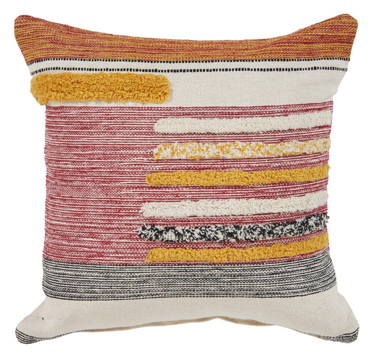 18" Red and Ivory Throw Pillow-0