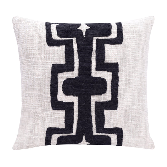 24" Black and Ivory Throw Pillow-0