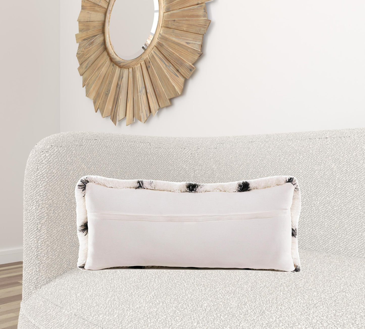14" X 36" Black And White Polyester Geometric Zippered Pillow-1