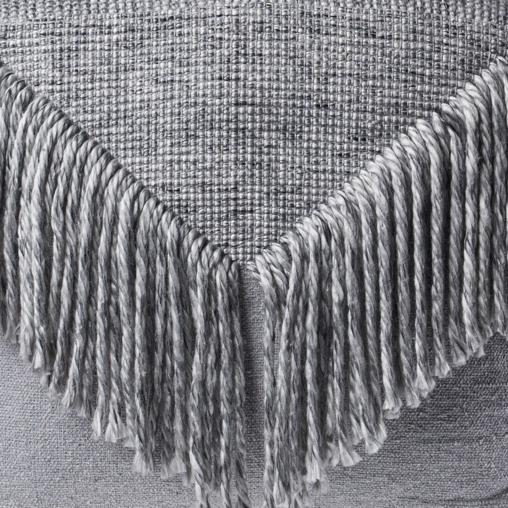 18" Gray Wool Cotton Blend Pouf Ottoman-6