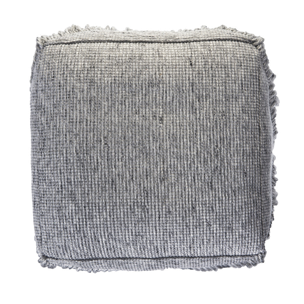 18" Gray Wool Cotton Blend Pouf Ottoman-5