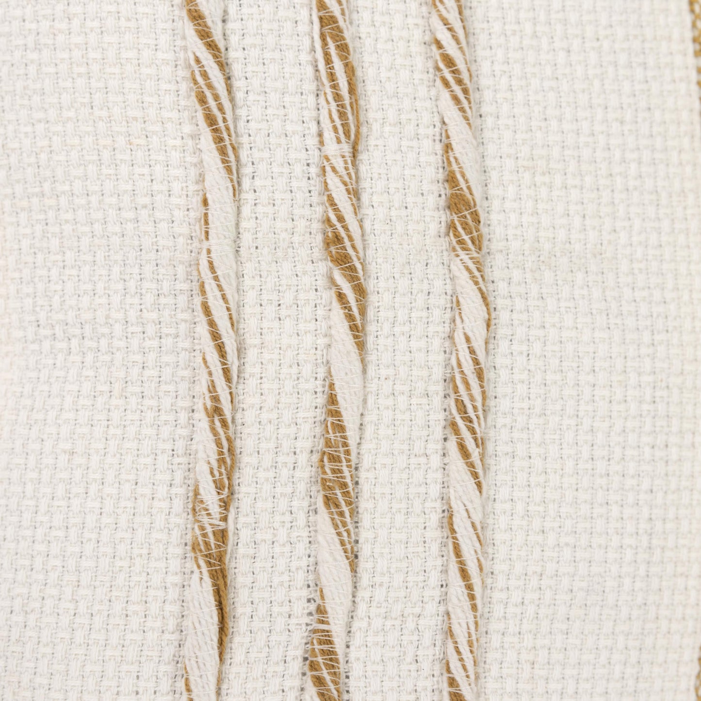 20" Yellow and White Color Block Cotton Throw Pillow With Tassels-6