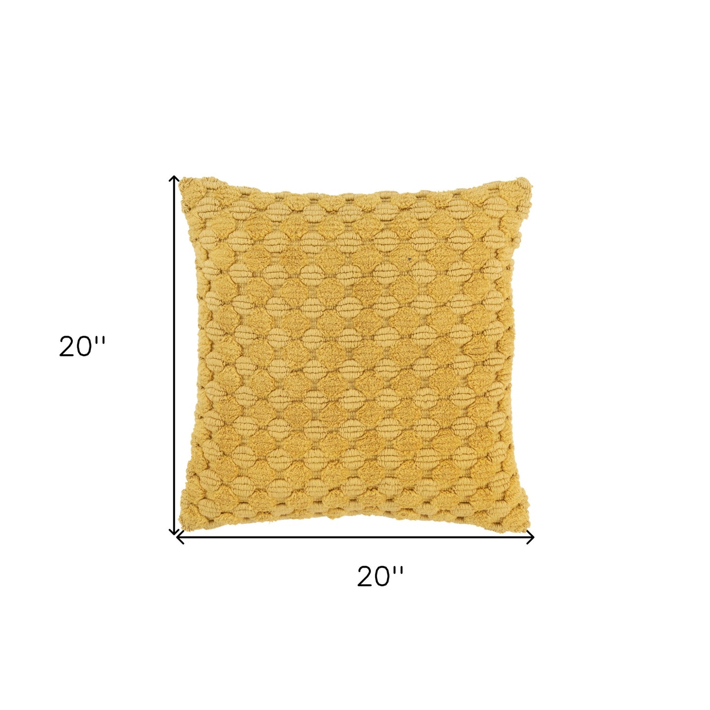 20" Yellow Cotton Throw Pillow With Texture-5