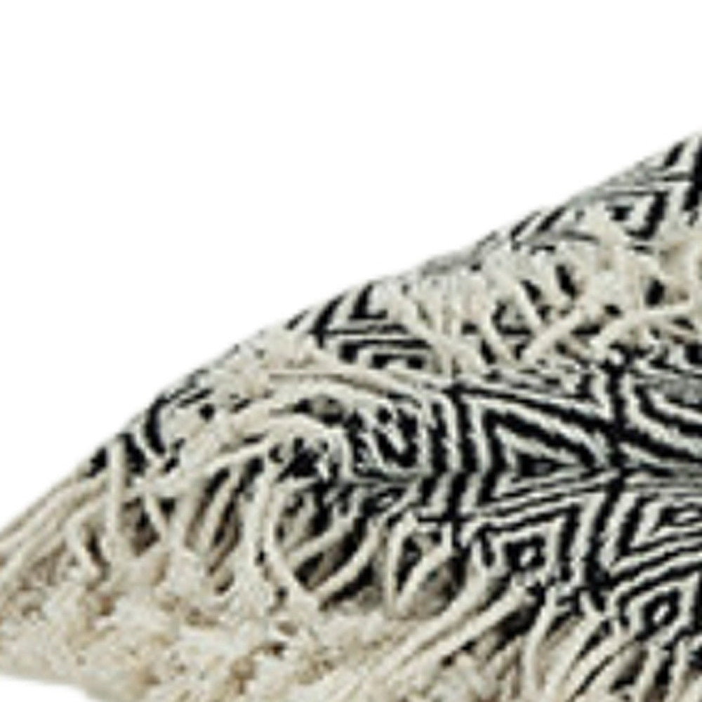 50" X 60" Black And White Cotton Chevron Throw Blanket with Tassels-3