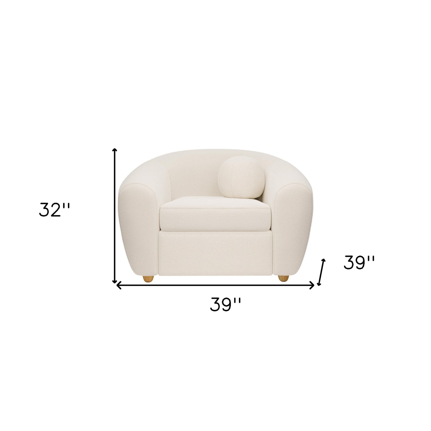 39" White and Natural Boucle Arm Chair-7