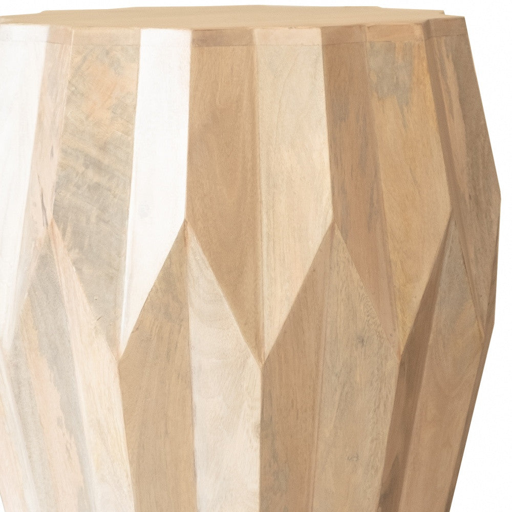 23" Natural Solid Wood Round Drum End Table-5