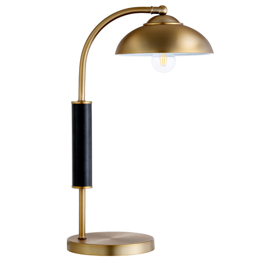 24" Gold and Black Metal Desk Table Lamp With Gold Dome Shade-0