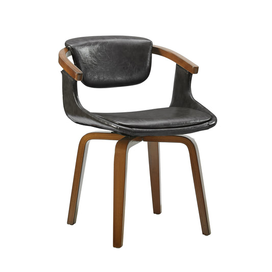 Gray and Brown Upholstered Faux Leather Dining Arm Chair-0