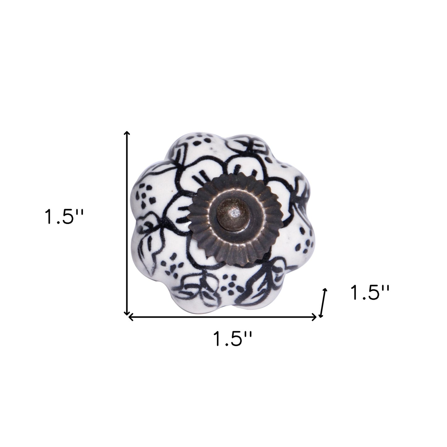 Set of Eight Black And White Ceramic And Metal Drawer Pull Knobs-4