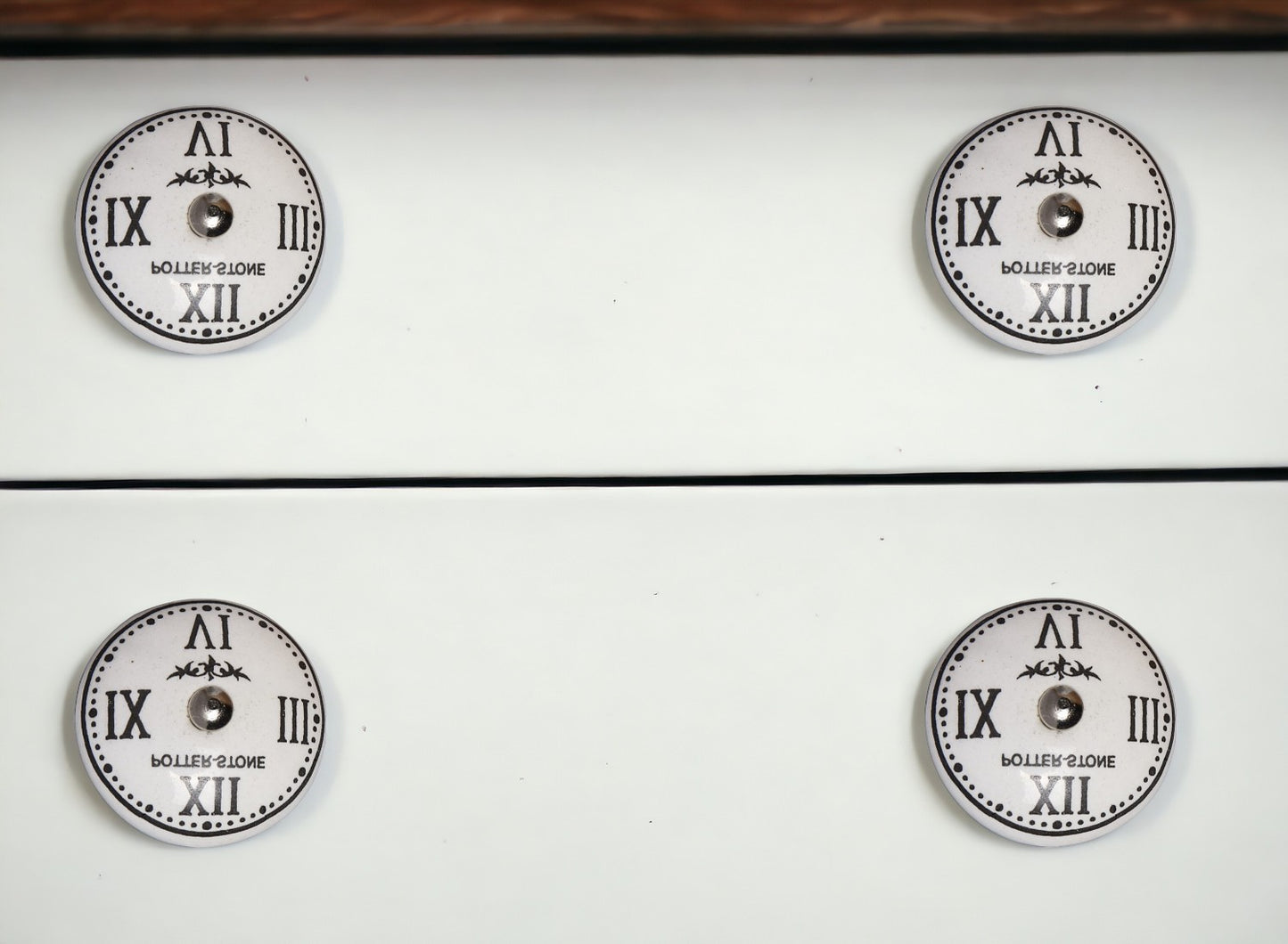 Set of Eight Black And White Ceramic And Metal Drawer Pull Knobs-0