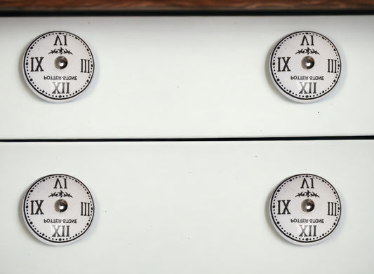 Set of Eight Black And White Ceramic And Metal Drawer Pull Knobs-0