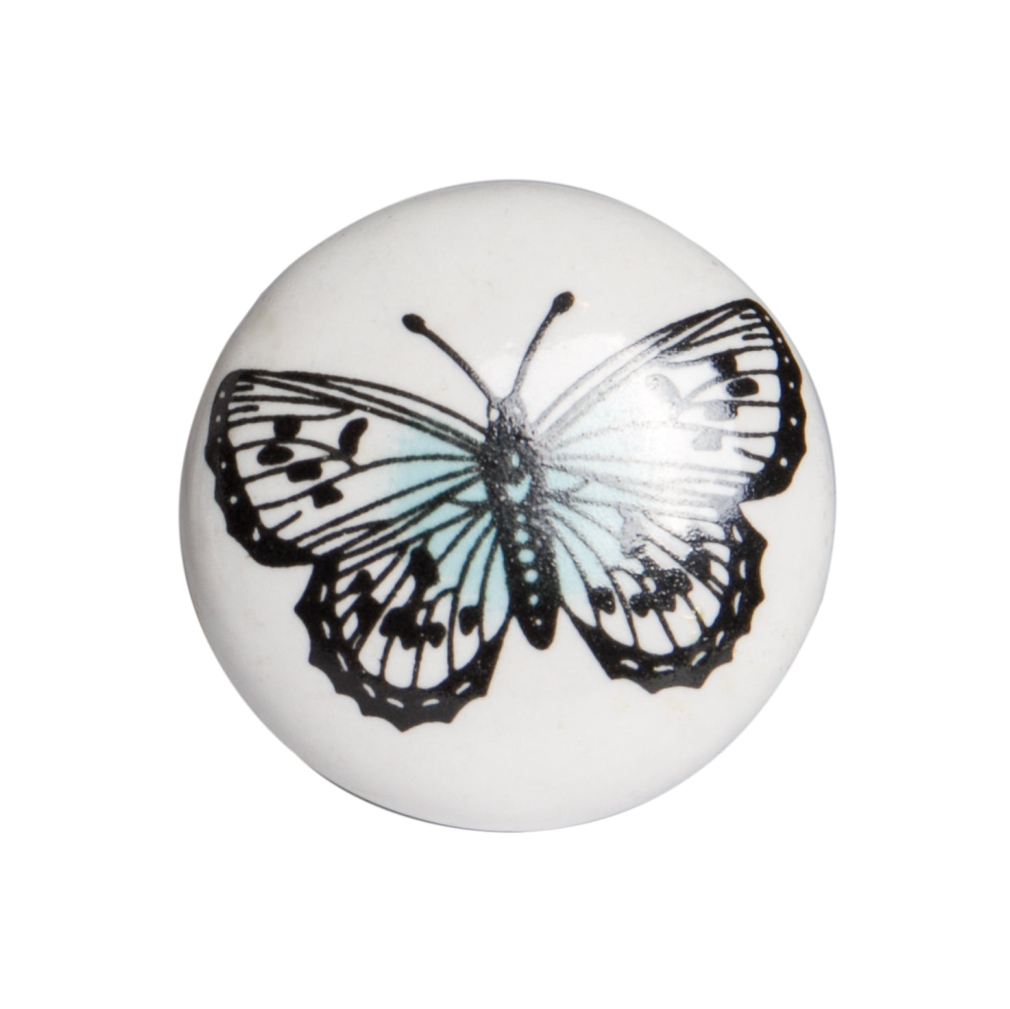 Set of Eight Black And White Ceramic And Metal Drawer Pull Knobs-2