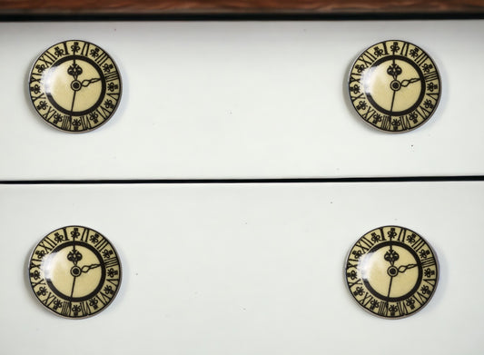 Set of Eight Black And Off White Ceramic And Metal Drawer Pull Knobs-0