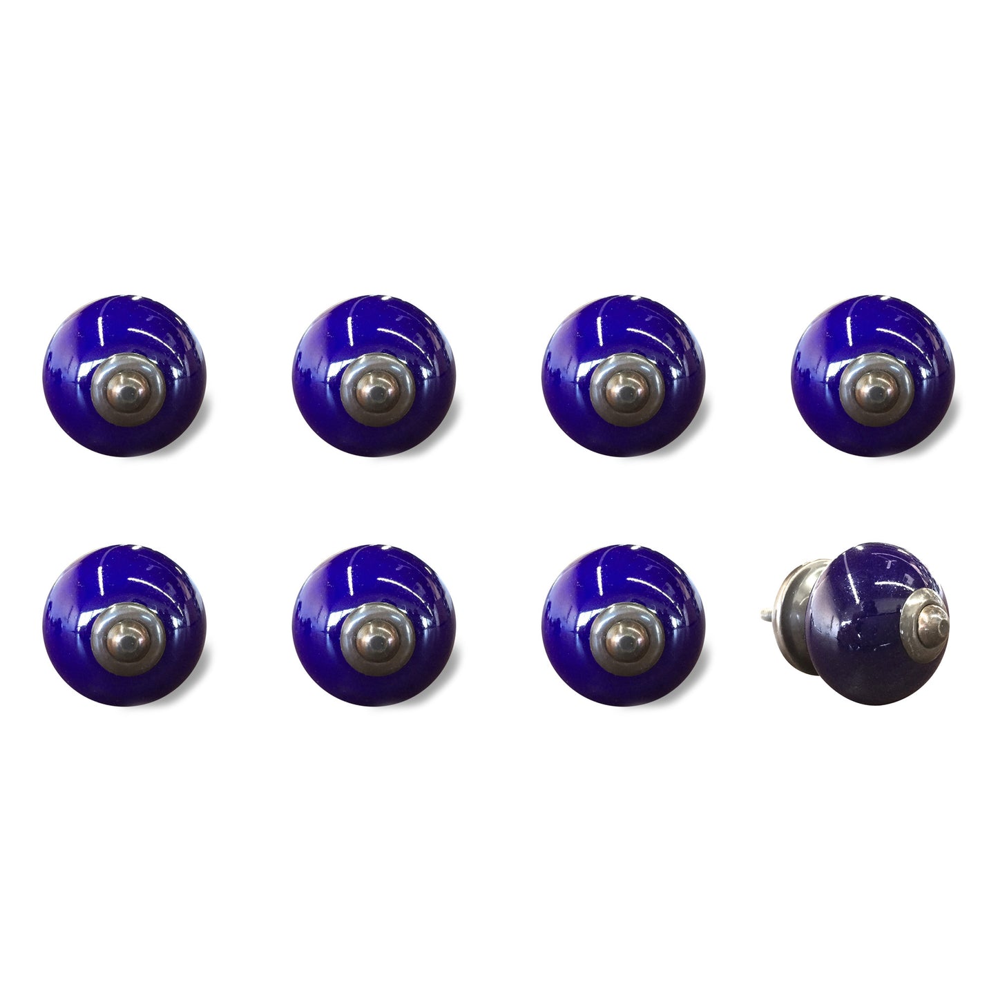 Set of Eight Purple And Gray Ceramic And Metal Drawer Pull Knobs-1