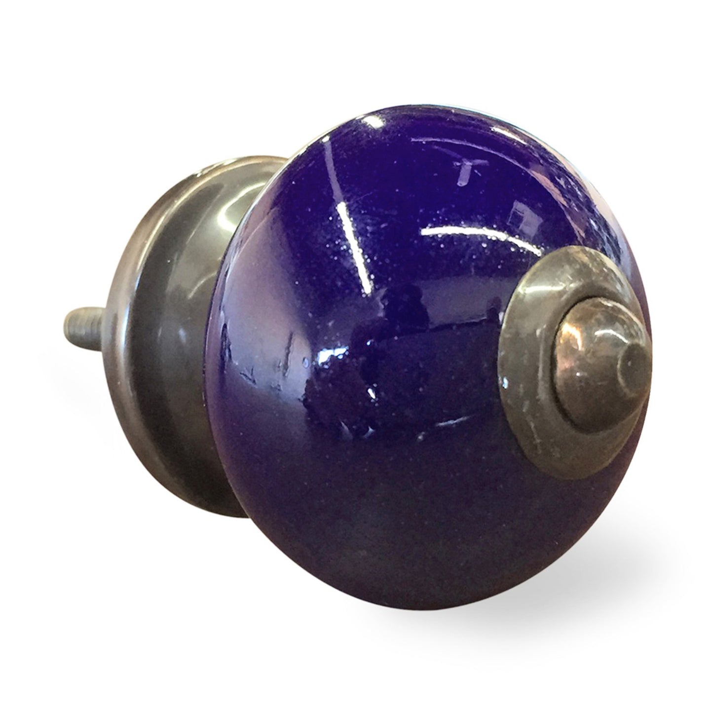 Set of Eight Purple And Gray Ceramic And Metal Drawer Pull Knobs-3