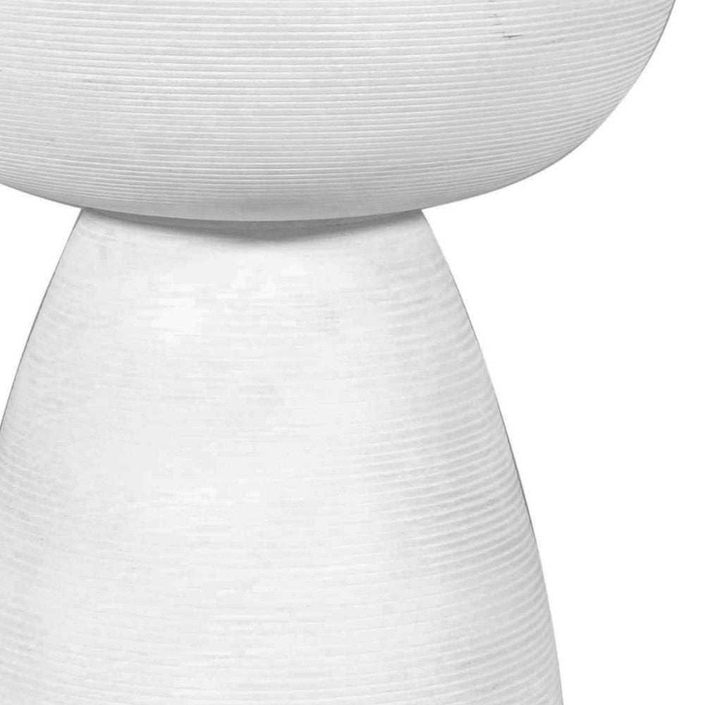 22" White Distressed Solid Wood Round End Table-5