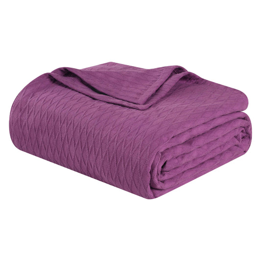 Queen Purple Cotton Woven Geometric Blanket-0