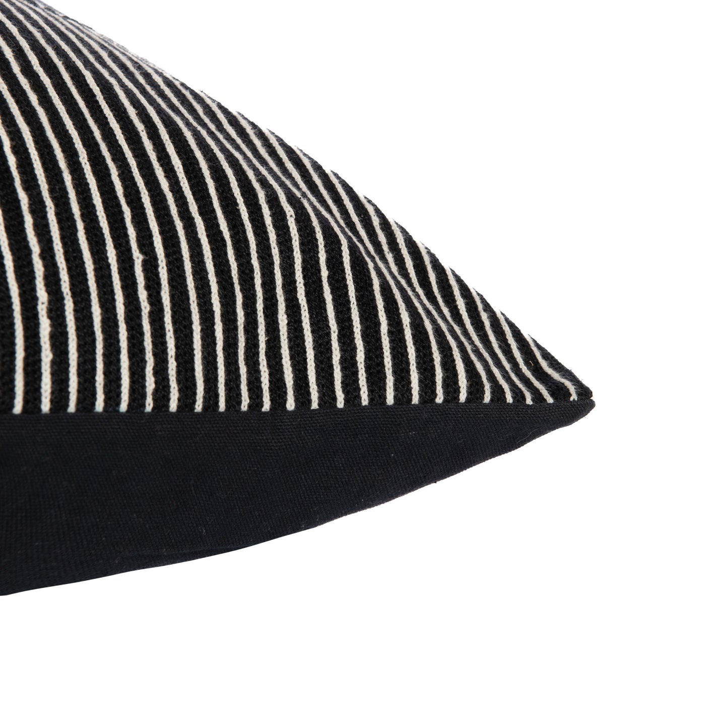 24" Black and White Geometric Cotton Throw Pillow With Embroidery-3