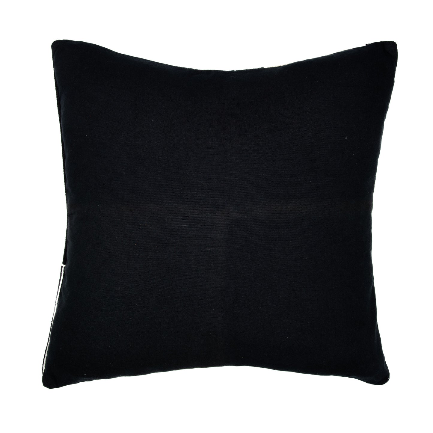 24" Black and White Geometric Cotton Throw Pillow With Embroidery-2