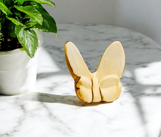 3" Gold Crystal Butterfly Figurine Tabletop Sculpture-0