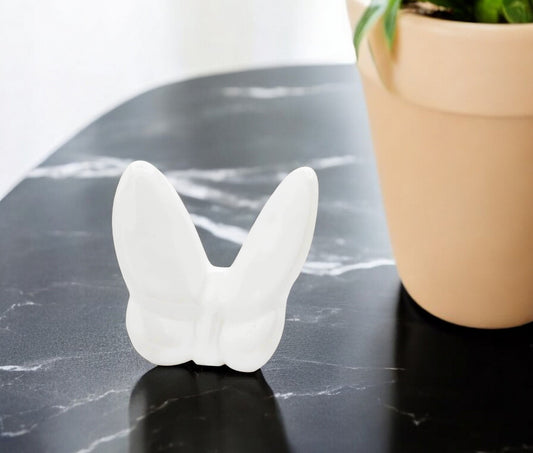 3" White Crystal Butterfly Figurine Tabletop Sculpture-0