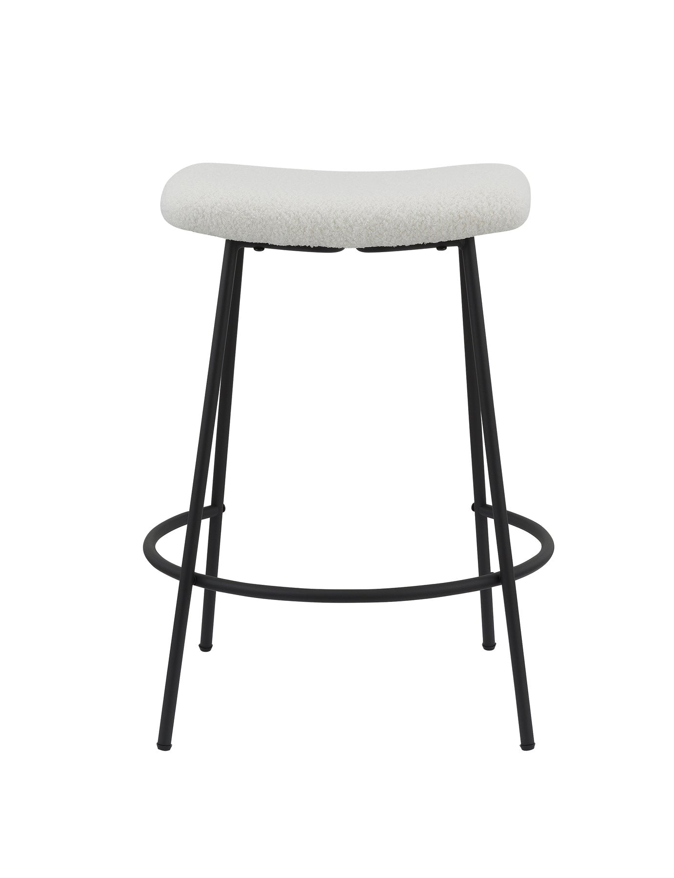 Set of Two 26" White and Black Fabric and Metal Backless Counter Height Bar Chairs-3