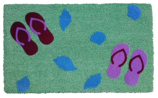18" X 30" Green Coir Flip Flop Outdoor Door Mat-0