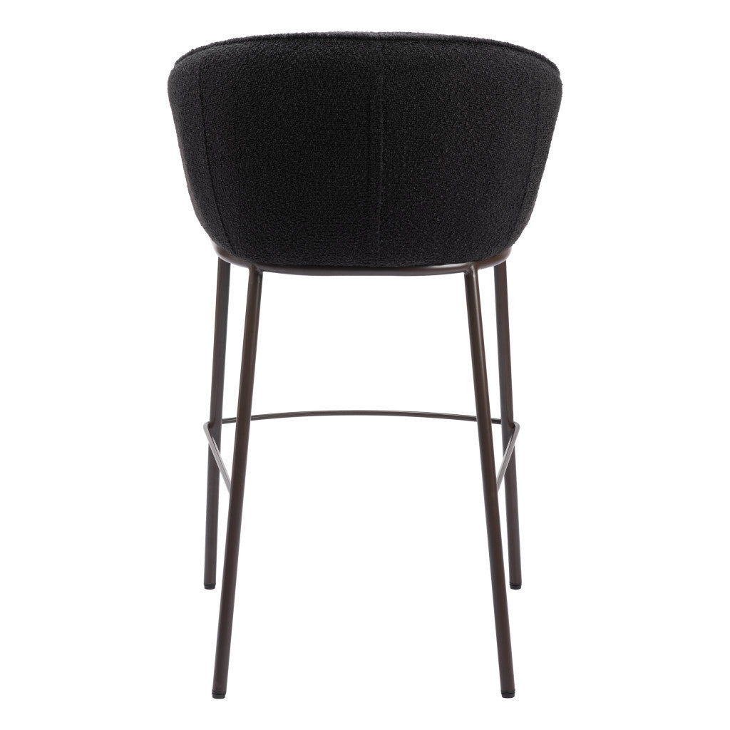 30" Black And Bronze Shearling And Steel Bar Height Bar Chair-4