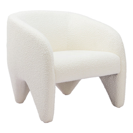 30" White Faux Shearling And Upholstered Arm Chair-0