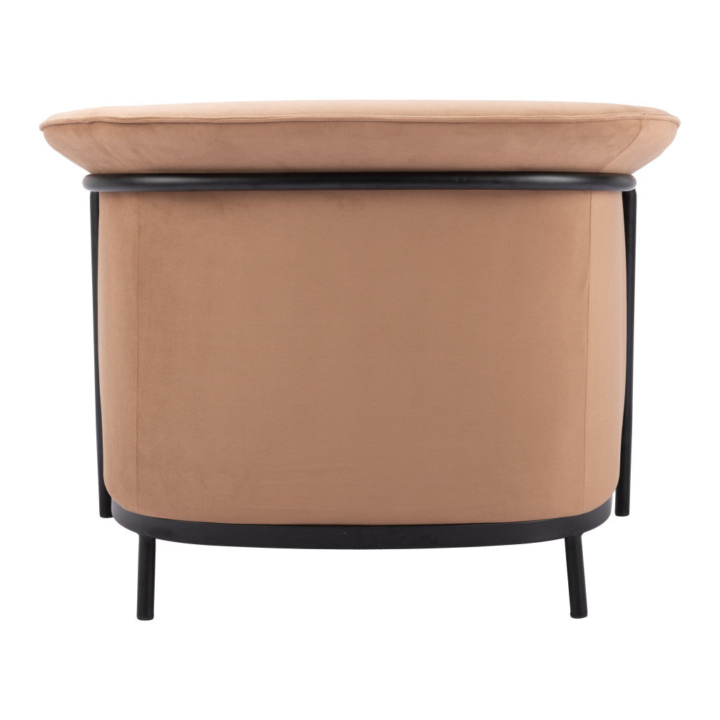 35" Tan And Black Upholstered Arm Chair-4