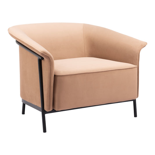 35" Tan And Black Upholstered Arm Chair-0
