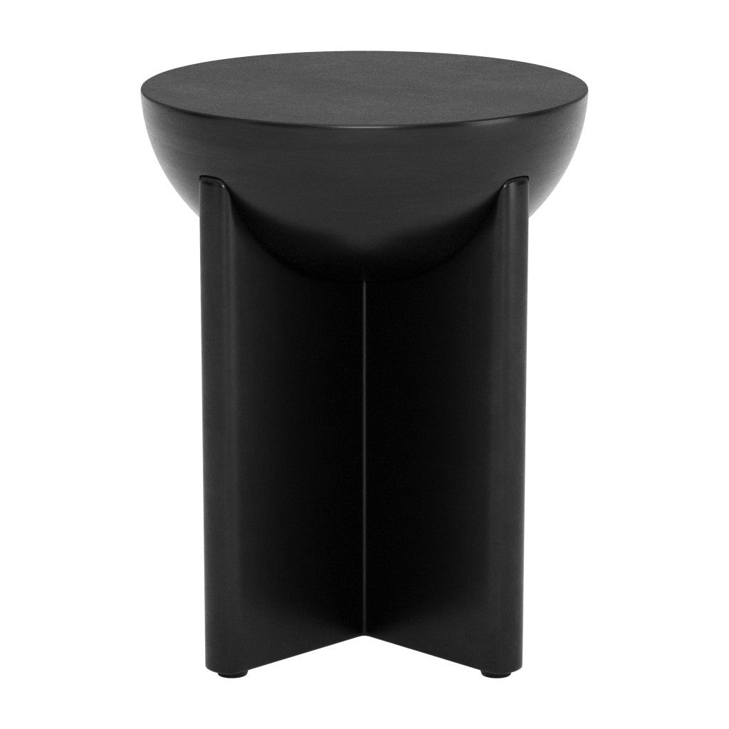 20" Black Solid Wood Round Pedestal End Table-3