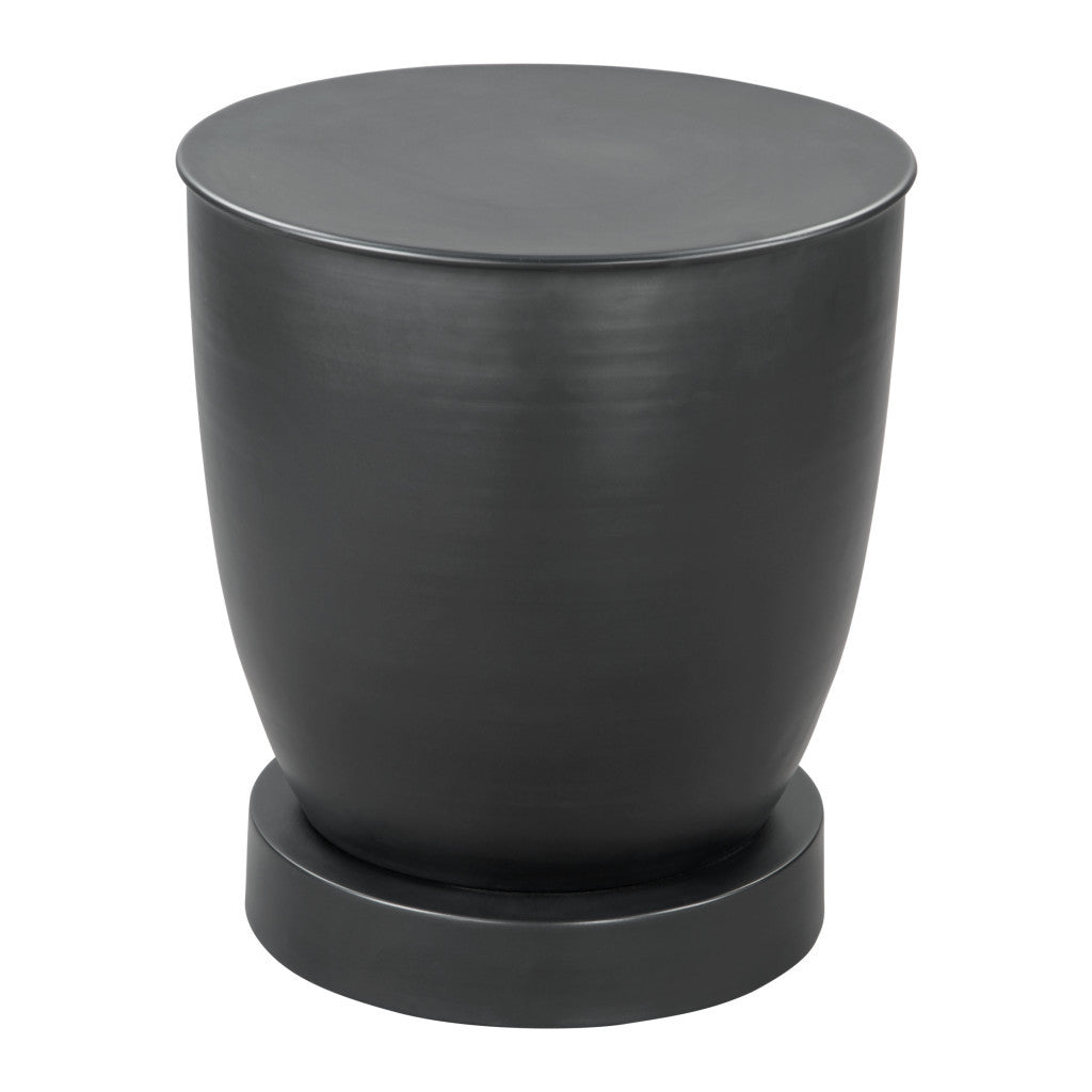 20" Black Iron Round Pedestal End Table-2