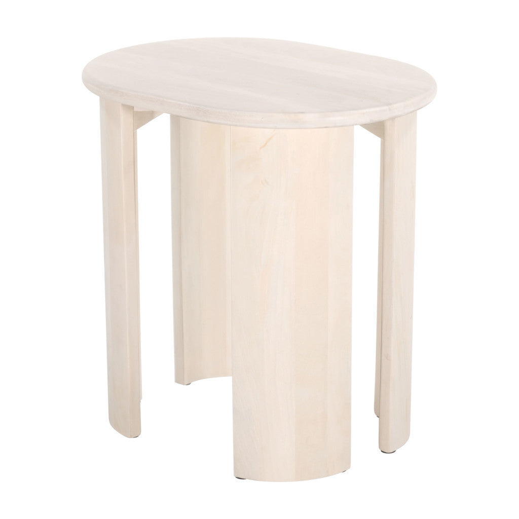 24" Natural Solid Wood Oval End Table-5