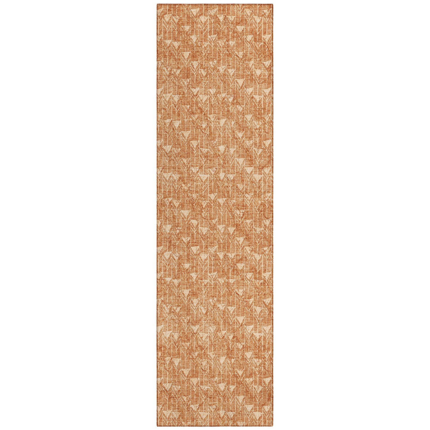 8' Runner Bronze Geometric Washable Non Skid Indoor Outdoor Runner Rug-1