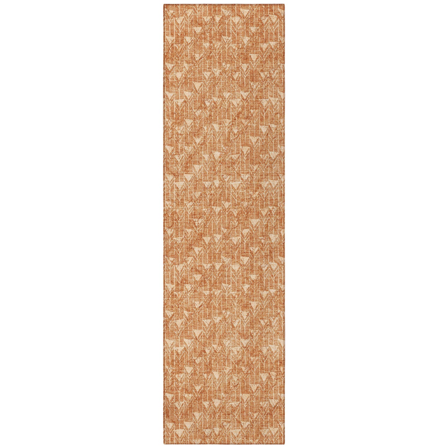8' Runner Bronze Geometric Washable Non Skid Indoor Outdoor Runner Rug-3
