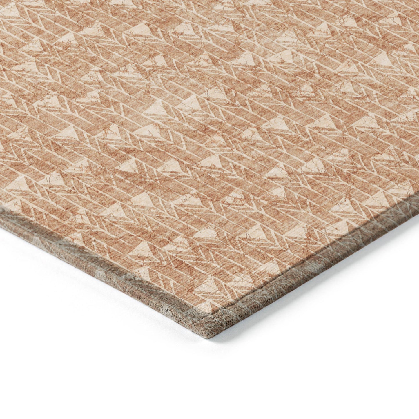 8' Runner Bronze Geometric Washable Non Skid Indoor Outdoor Runner Rug-5