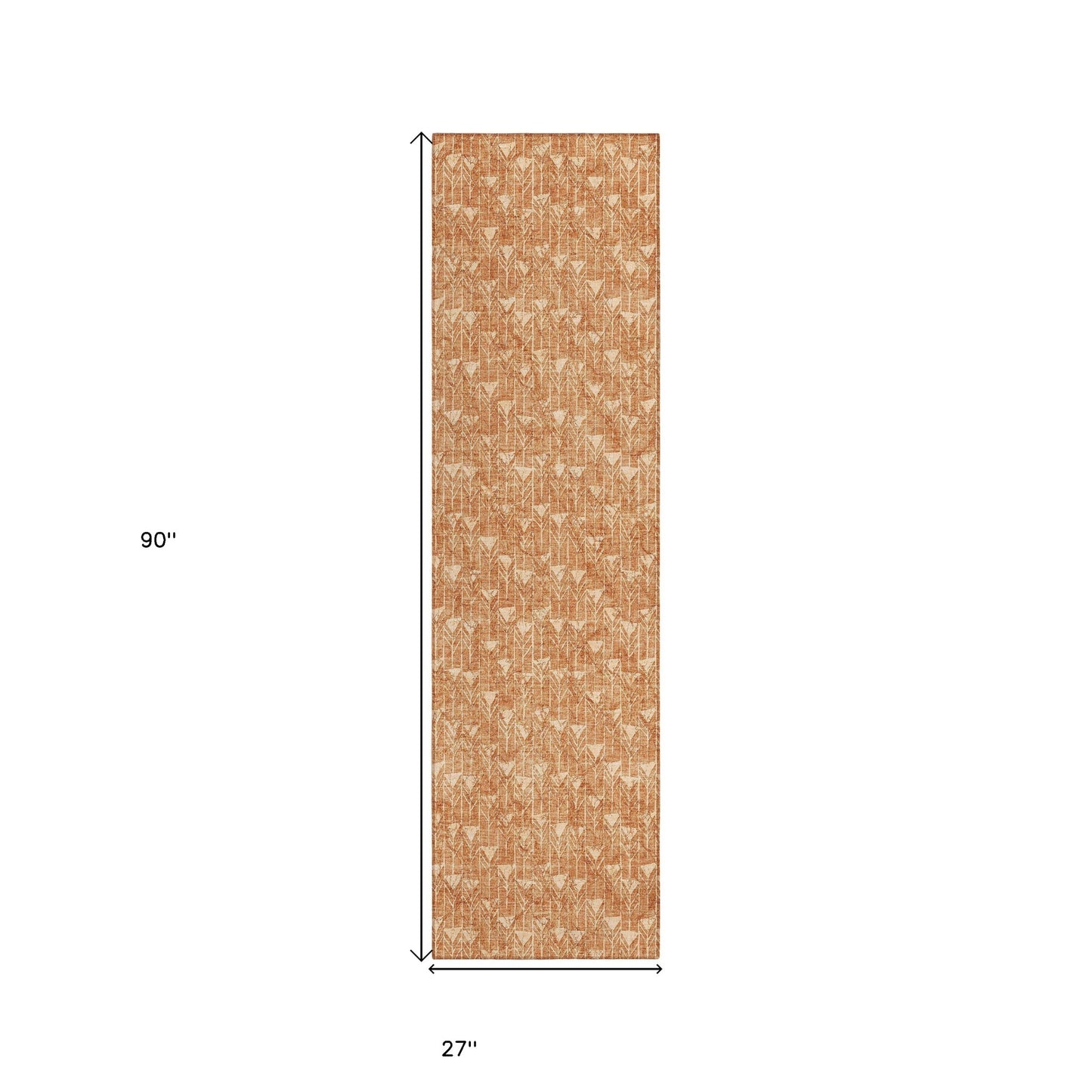 8' Runner Bronze Geometric Washable Non Skid Indoor Outdoor Runner Rug-2