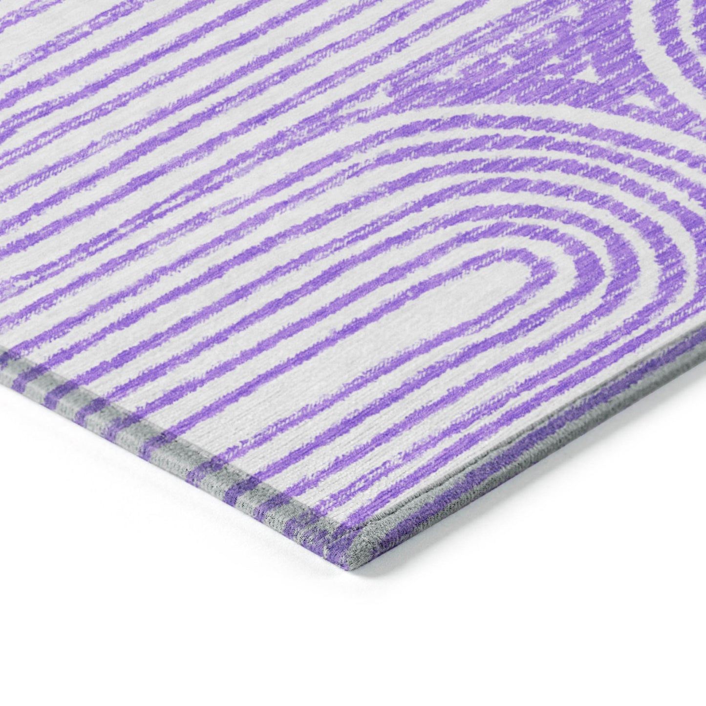 8' Runner Purple and White Abstract Washable Non Skid Indoor Outdoor Runner Rug-6