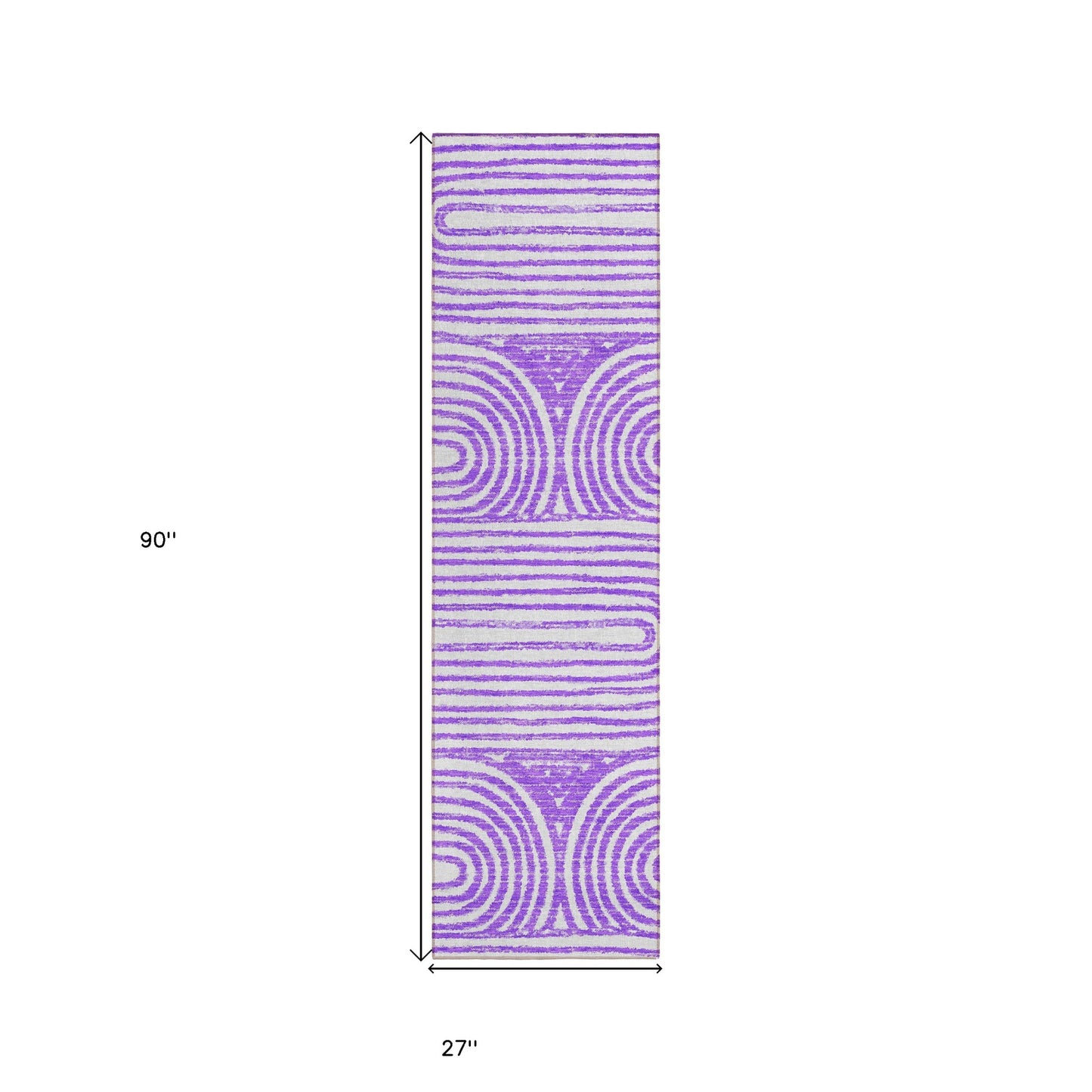 8' Runner Purple and White Abstract Washable Non Skid Indoor Outdoor Runner Rug-2