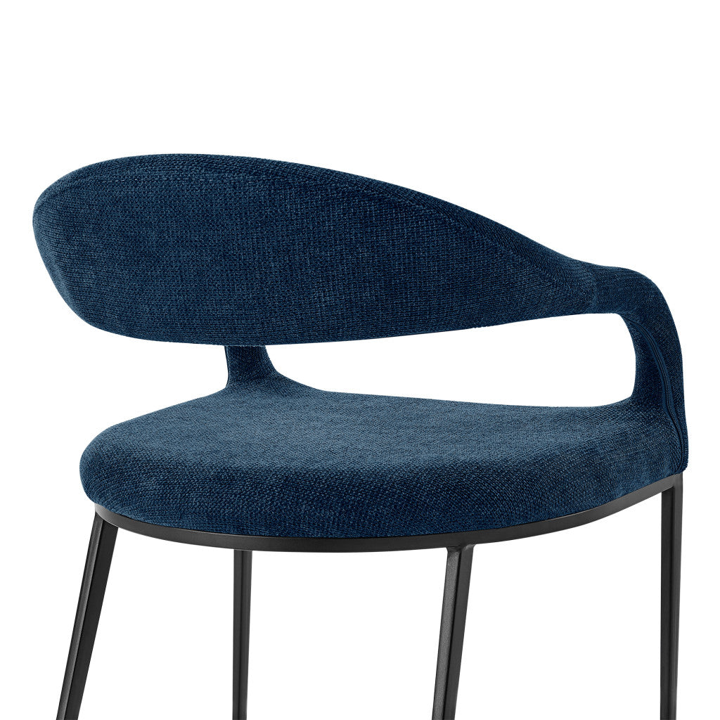 Set of Two Blue And Black Upholstered Polyester Open Back Dining Arm Chairs-8