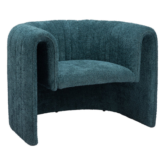 37" Aquamarine Sherpa And Upholstered Tufted Arm Chair-0