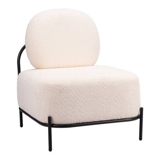 27" White And Black Sherpa And Upholstered Side Chair-0