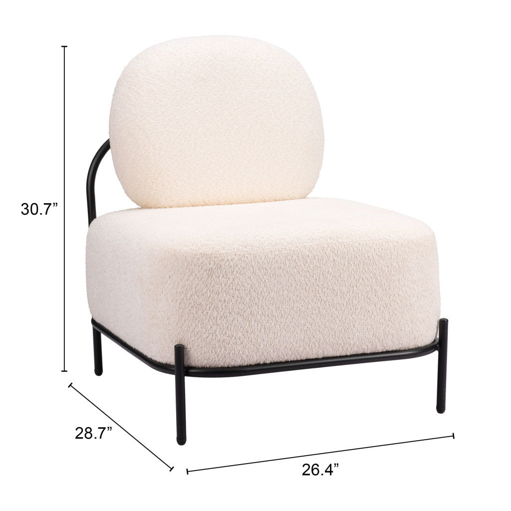 27" White And Black Sherpa And Upholstered Side Chair-8
