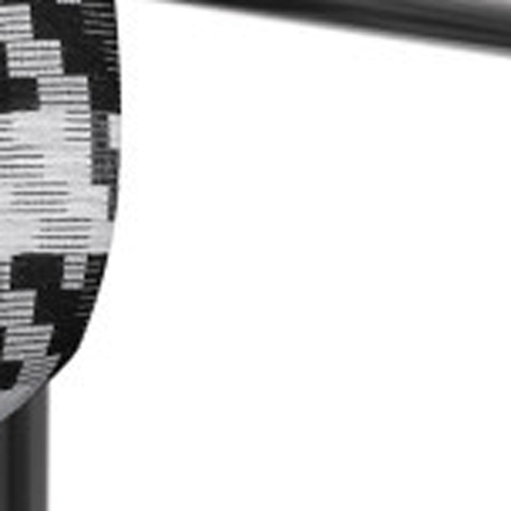 29" Black And White And Black Upholstered Houndstooth Arm Chair-6