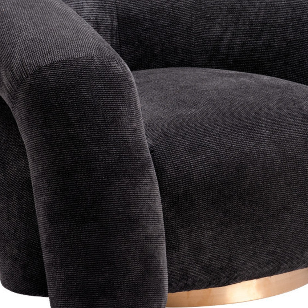 37" Black And Gold Faux Shearling And Upholstered Arm Chair-7